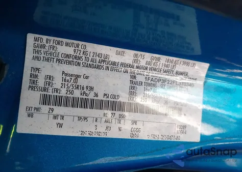 2015 Ford Focus Se из США, поврежденный, VIN 1FADP3F22FL370340